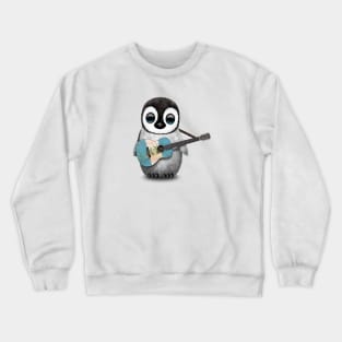 Baby Penguin Playing Guatemalan Flag Guitar Crewneck Sweatshirt